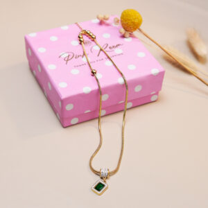 Emerald Cut Simulated Emerald Necklace