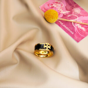 Tory Black & White Enamel Gold Ring