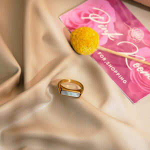 Gold-Plated Ring with White & Black Stones