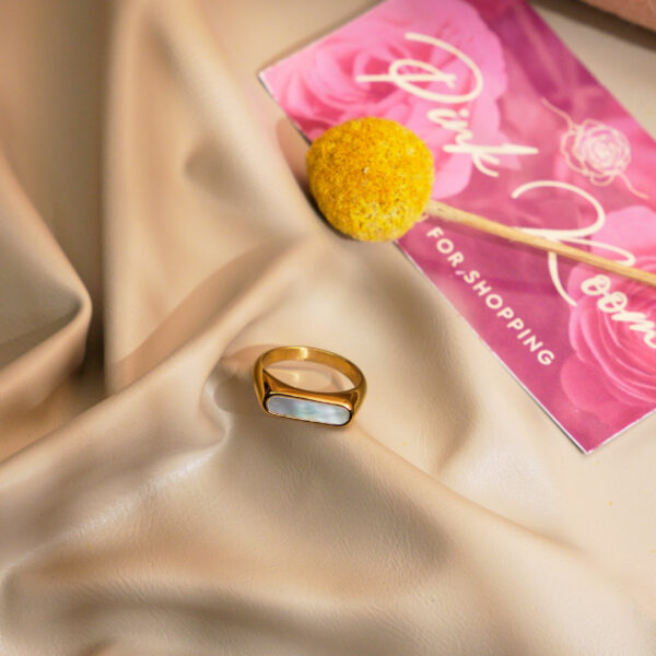 Gold-Plated Ring with White & Black Stones