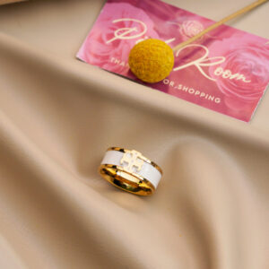White Marble Gold-Plated Ring
