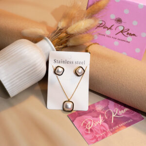 Stainless Steel Pearl Pendant & Earrings Set